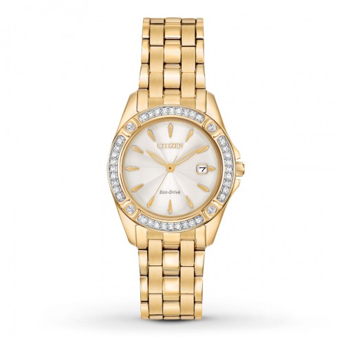 Citizen Silhouette Crystal Champagne Dial Lades Watch EW2352-59P watches