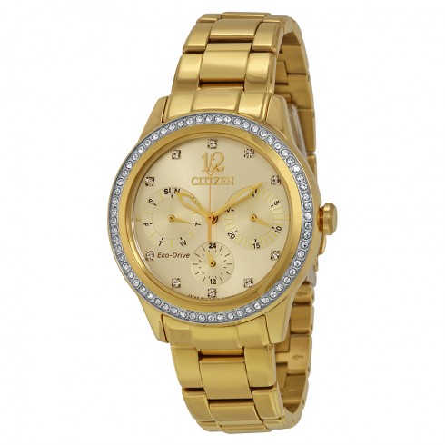 Citizen Silhouette Crystal Light Champagne Dial Ladies Watch FD2012-52P watches