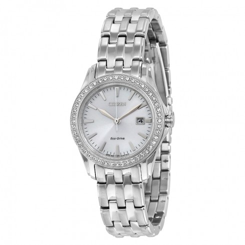 Citizen Silhouette Crystal Silver Dial Ladies Watch EW1901-58A watches