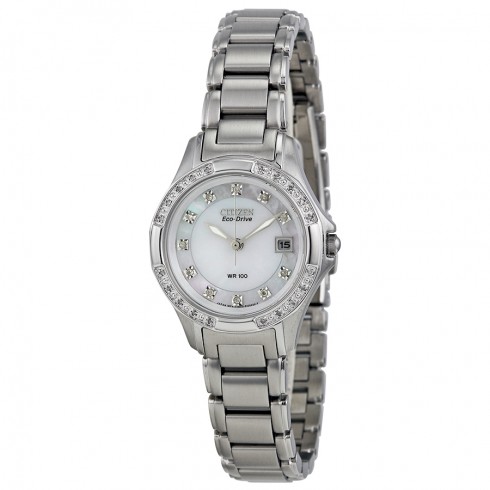 Citizen Silhouette Eco-Drive Diamond Mother of Pearl Dial Stainless Steel Ladies Watch EW2130-51D watches