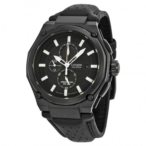 Citizen Sport Eco-drive Chronograph Black Dial Black IP Steel Men's Watch CA0315-01E watches