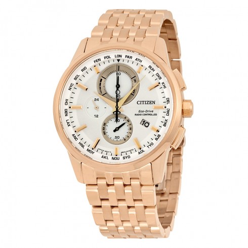 Citizen World Chronograph A-T Perpetual Calender White Dial Rose Gold-tone Stainless Steel Men's Watch AT8113-55A watches
