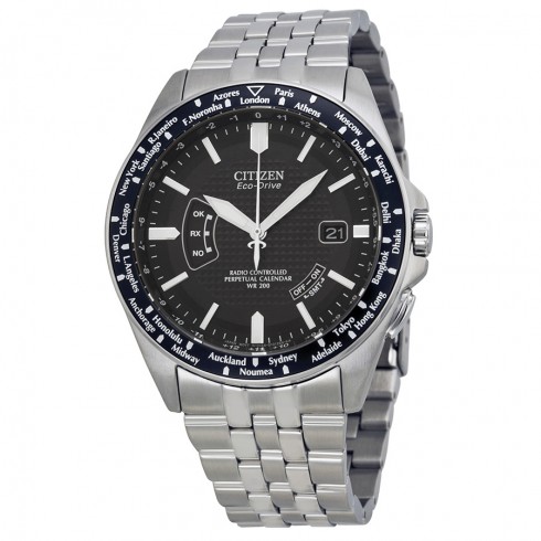 Citizen World Perpetual AT Eco-Drive Black Dial Stainless Steel Men's Watch CB0020-50E watches