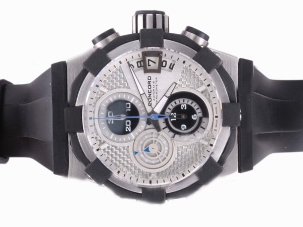 Concord C1 0320028 Round White Dial Black Rubber Strap Watch watches