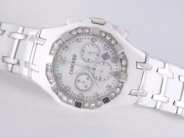 Concord Saratoga 14.H1.1881 S Womens White Ceramic Strap Watch watches