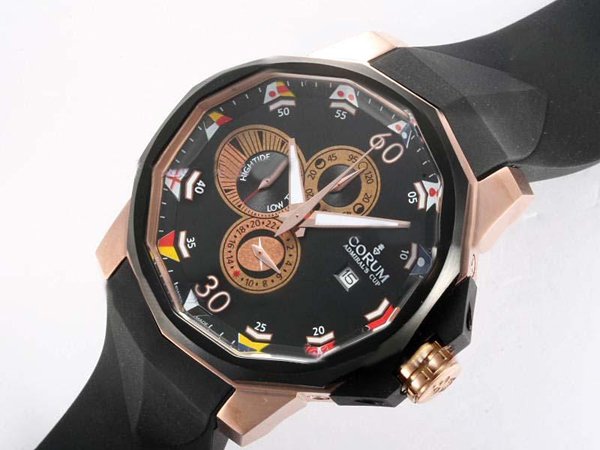 Corum Admirals Cup 277.931.91/0371 AN32 Round Quartz Chronograph Black Dial Watch watches