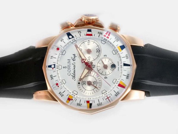 Corum Admirals Cup 753.691.20/F371 AA92 White Dial Automatic Rose Gold Bezel Watch watches