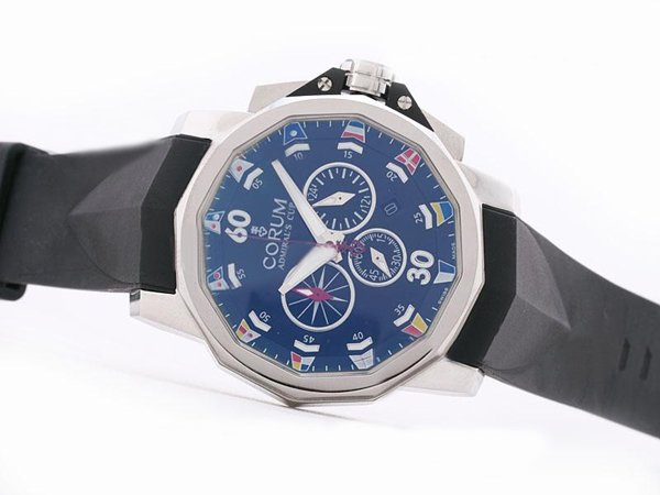 Corum Admirals Cup 753.691.20/V701 AA92 Round Mens Black Rubber Strap Watch watches