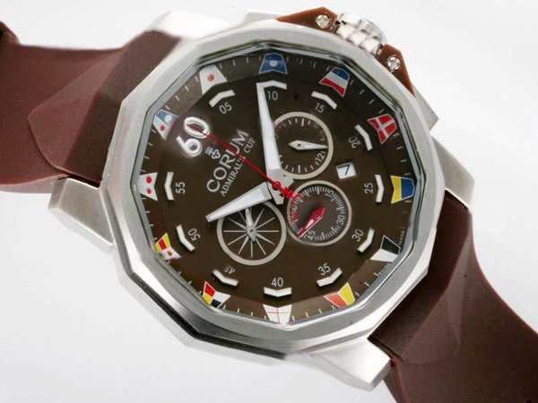Corum Admirals Cup 753.692.55/0002 AG12 Brown Rubber Strap 44mm Watch watches