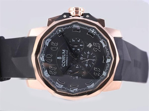 Corum Admirals Cup 753.934.95/0371 AN92 Round Stainless Steel Case Black Dial Watch watches
