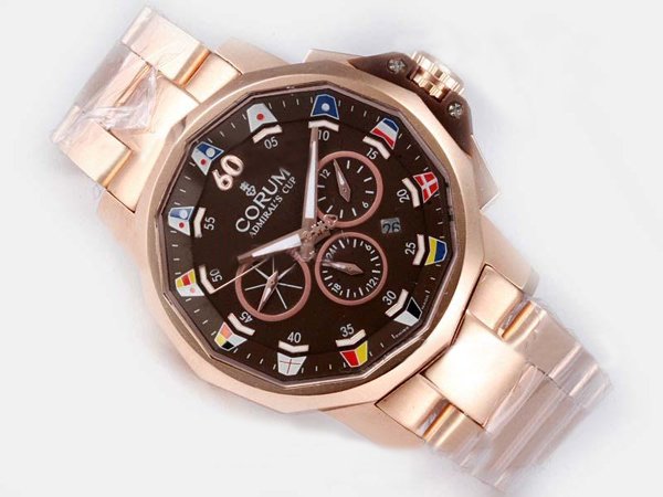 Corum Admirals Cup 753.936.55/0081 AN32 Round Rose Gold Case Mens Watch watches