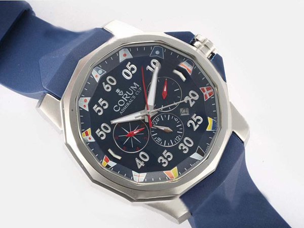 Corum Admirals Cup 947.931.04/0371 AN12 Black Dial Blue Rubber Strap 44mm Watch watches
