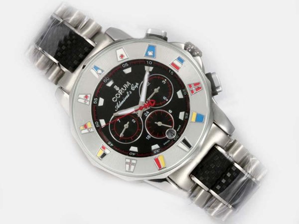 Corum Admirals Cup 98563020 Stainless Steel Case Stainless Steel Bezel Black Dial Watch watches