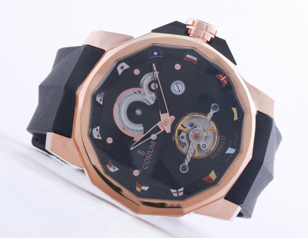Corum Admirals Cup 986.694.55/0371 CG12 Black Dial Tourbillon Round Watch watches