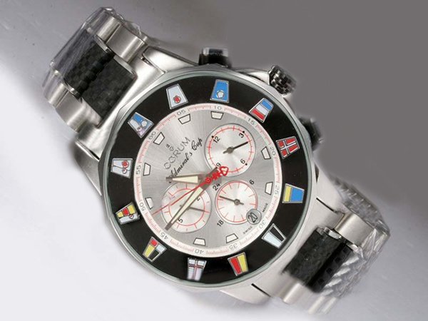 Corum Admirals Cup Steel Silver Rubber Strap Round Womens Watch watches