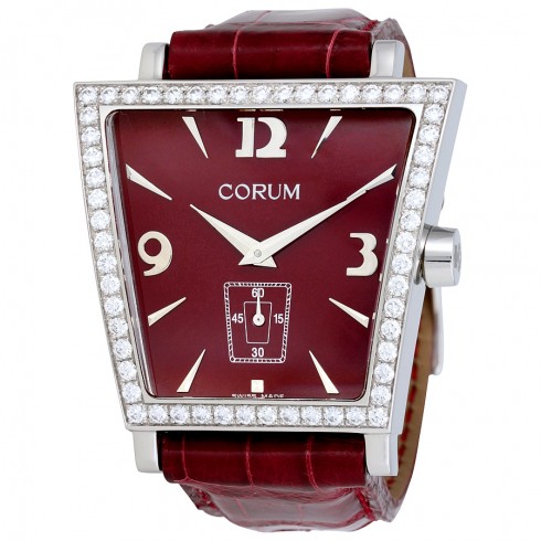 Corum Trapeze Burgundy Leather Diamond Ladies Watch 106.404.47/0012 DP51 watches
