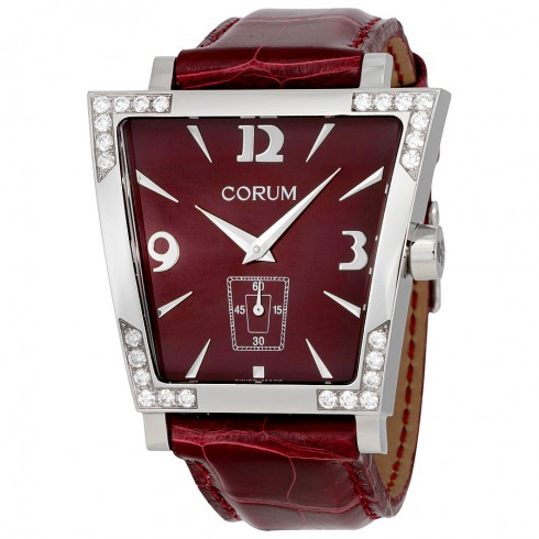 Corum Trapeze Burgundy Leather Diamond Ladies Watch 106.405.47/0012 DP51 watches