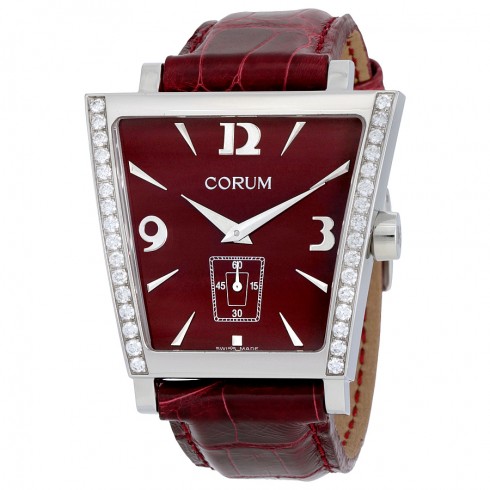 Corum Trapeze Burgundy Leather Diamond Ladies Watch 106.406.47/0012 DP51 watches