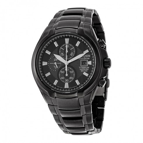 Ctizen Eco Drive Black Dial Titanium Chronograph Men's Watch CA0265-59E watches