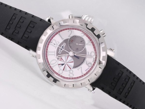 De Witt Academia Chronographe sequentiel AC.6005.28A.M520 Black Rubber Strap 43mm White Dial Watch watches