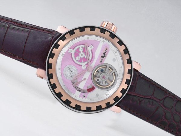De Witt Academia Triple Complication GMT 2041.40/01 Pink Dial Round Watch watches