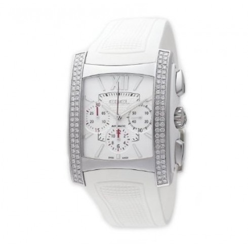 Ebel Brasilia White Dial Chronograph Rubber Strap Automatic Men's Watch 1215785 watches
