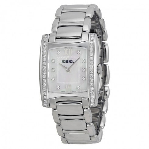 Ebel Brasilia White Mother of Pearl Diamond Dial Steel Ladies Watch 1215779 watches