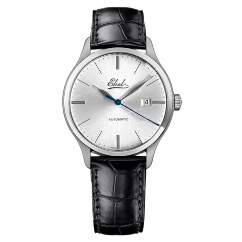Ebel Classic 100 Silver Dial Black Leather Automatic Men's Watch 1216039 watches