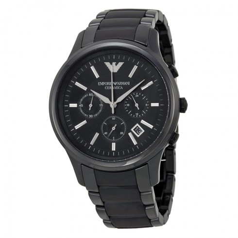 Emporio Armani Ceramica Chronograph Black Dial Black Ceramic Men's Watch AR1452 watches