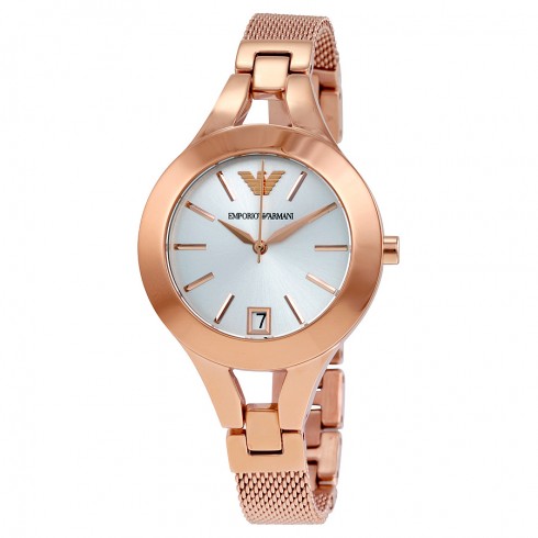 Emporio Armani Chiara Silver Dial Rose Gold-tone Ladies Watch AR7400 watches
