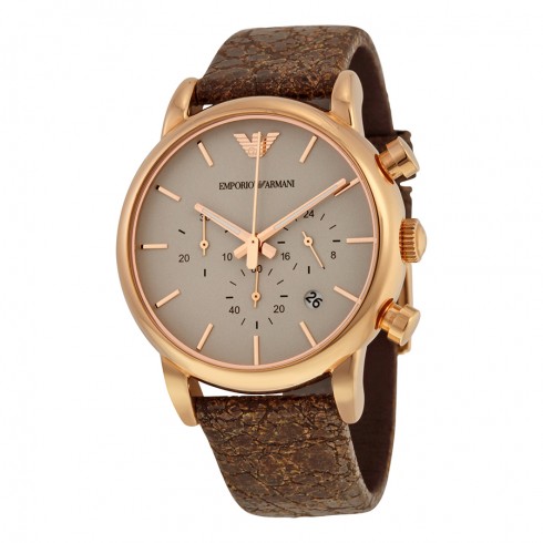 Emporio Armani Chronograph Brown Dial Brown Leather Men's Watch AR1809 watches