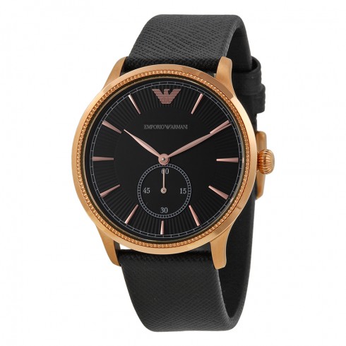 Emporio Armani Classic Black Dial Black Leather Strap Men's Watch AR1798 watches