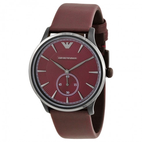 Emporio Armani Classic Burgundy Dial Leather Strap Unisex Watch AR1801 watches