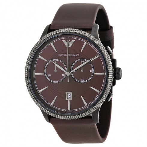 Emporio Armani Classic Chronograph Aubergine Dial Leather Men's Watch AR1795 watches
