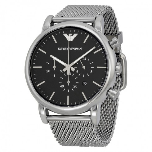 Emporio Armani Classic Chronograph Black Dial Stainless Steel Mesh Men's Watch AR1808 watches
