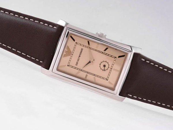 Emporio Armani Classic Ladies AR0447 Brown Dial 22x45mm Brown Cow Leather Strap Watch watches