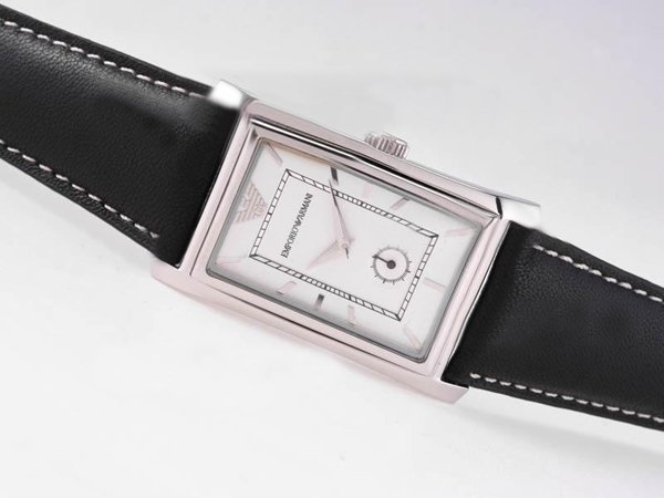 Emporio Armani Classic Ladies AR0477 Black Dial 22x45mm Black Ostrich Leather Strap Watch watches