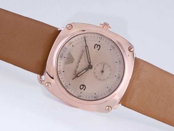 Emporio Armani Classic Mens AR0338 Quartz Stainless Steel with Rose Gold Bezel Mens Watch watches