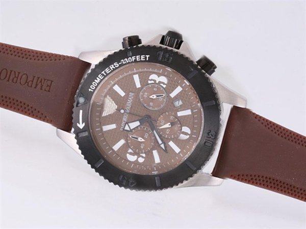 Emporio Armani Classic Mens AR1434 Brown Dial 47mm Stainless Steel Case Watch watches
