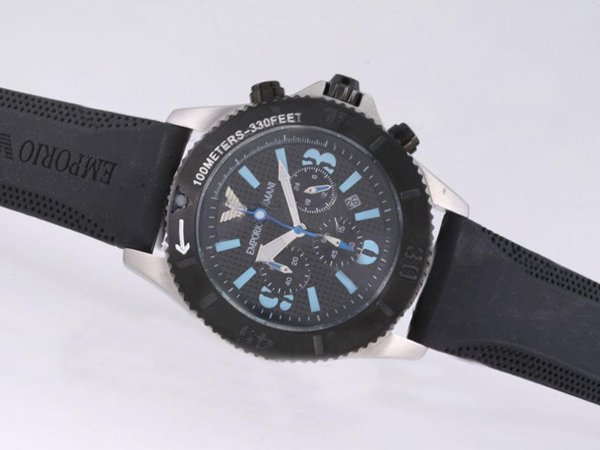 Emporio Armani Classic Mens AR1434 Mens 44mm Black Rubber Strap Watch watches