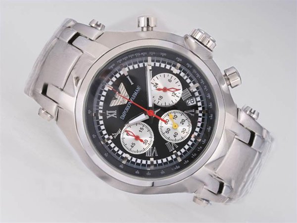 Emporio Armani Classic Mens AR1447 Black Dial Quartz Chronograph Round Watch watches