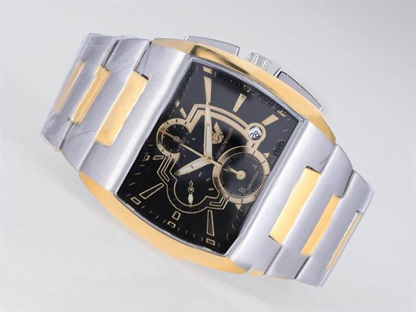 Emporio Armani Classic Mens AR2010 41x43mm 18K Gold Case Black Dial Watch watches