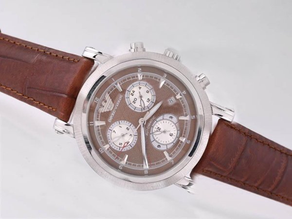 Emporio Armani Classic Mens AR2432 Automatic Stainless Steel Bezel Brown Dial Watch watches