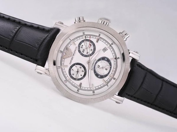 Emporio Armani Classic Mens AR2432 Black Cow Leather Strap 40mm Watch watches