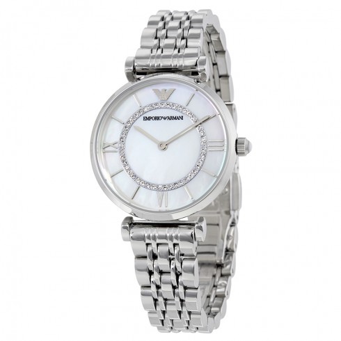 Emporio Armani Classic Mother Of Pearl Dial Stainless Steel Ladies Watch AR1908 watches