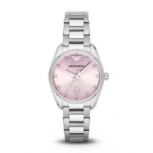 Emporio Armani Classic Pink Sunray Dial Stainless Steel Ladies Watch AR6063 watches