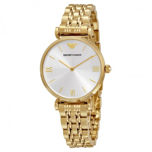 Emporio Armani Classic Silver Dial Gold Tone Ladies Watch AR1877 watches