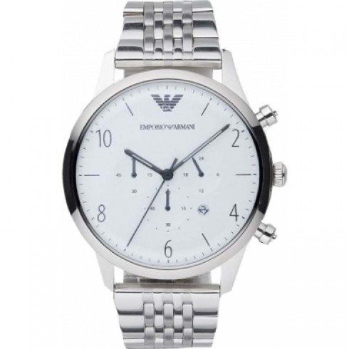 Emporio Armani Classic Silver Dial Stainless Steel Chronograph Men's Watch AR1879 watches