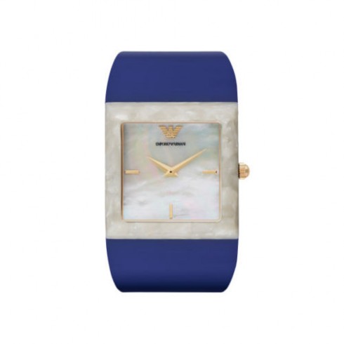 Emporio Armani Fashion Mother Of Pearl Dial Blue Plastic Cuff Ladies Watch AR7396 watches