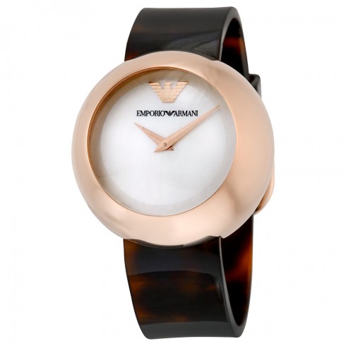 Emporio Armani Fashion Mother of Pearl Dial Brown Tortoise Plastic Quartz Ladies Watch AR7385 watches